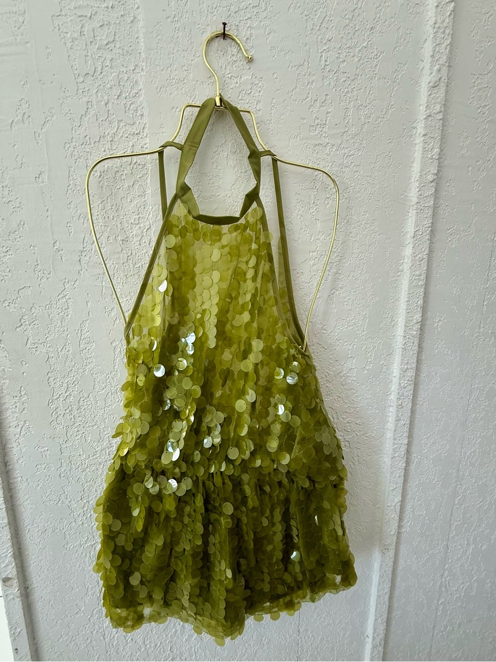 NEW Green Sequined Halter Neck Open Back Mini Dress Romper